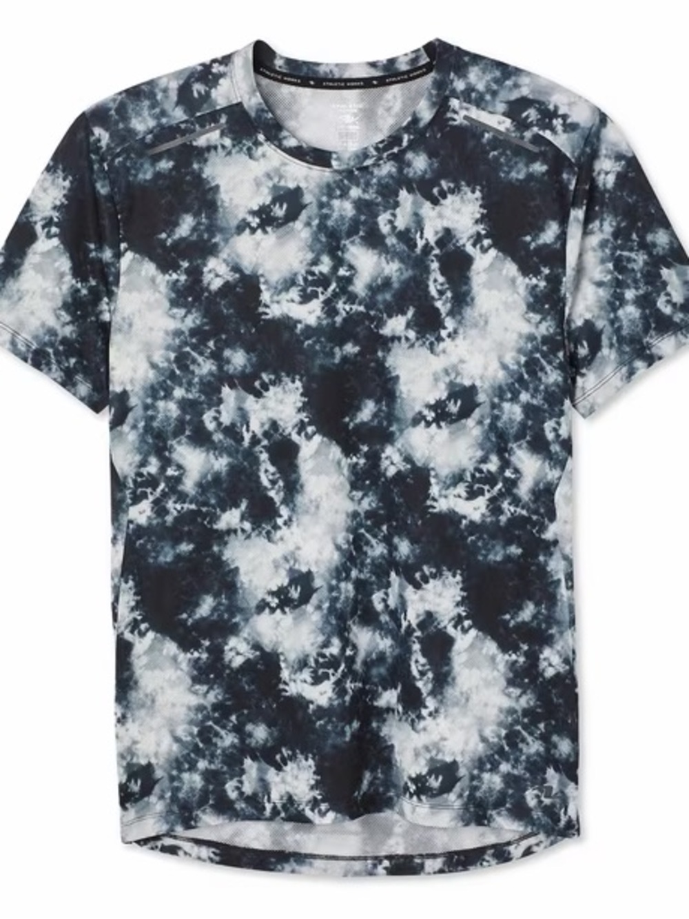 Athletic Works Men's Performance Tie-Dye Crew Neck Shirt - Black & Grey